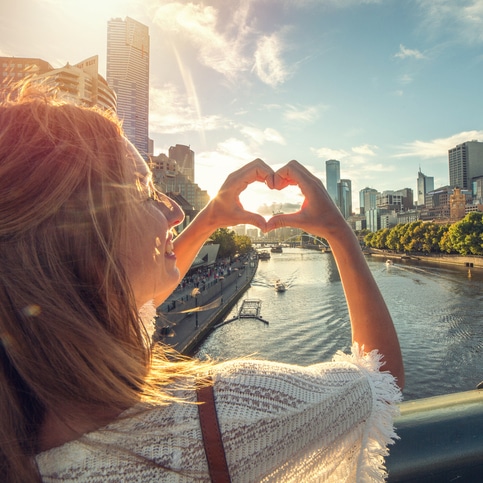 Young woman loving Melbourne, Australia